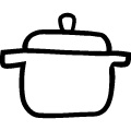 落書き風の黒い線で書いた鍋のイラスト、アイコン