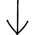 黒い線で描かれた手書きの下向き矢印のjpg画像