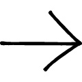 黒い線で描かれた手書きの右向き矢印