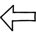 黒い線で描かれた手書きの左向き矢印