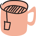 ティーバッグの入ったマグカップ（カラー）のダウンロード用PNG画像