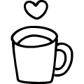 マグカップとハートのアイコンのフリーダウンロード用PNG画像