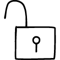開いた鍵のアイコンのフリーダウンロード用PNG画像