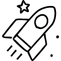 飛んでいるロケットのアイコンのフリーダウンロード用PNG画像
