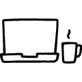 ノートパソコンとマグカップのアイコンのフリーダウンロード用PNG画像