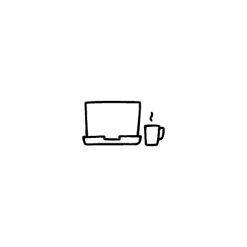 ノートパソコンとマグカップのアイコンのアイキャッチ用画像