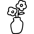 花瓶と花のアイコンのフリーダウンロード用PNG画像